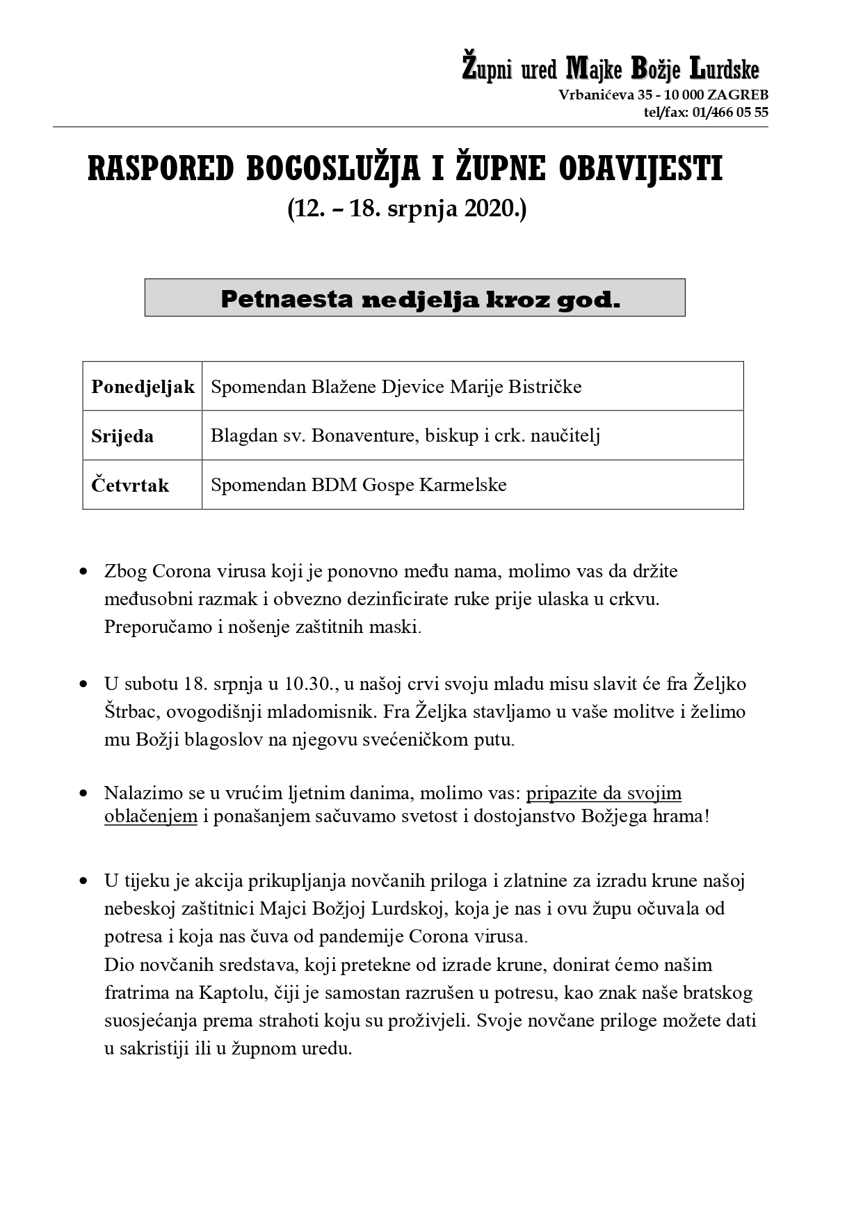 15. nedjelja kroz godinu