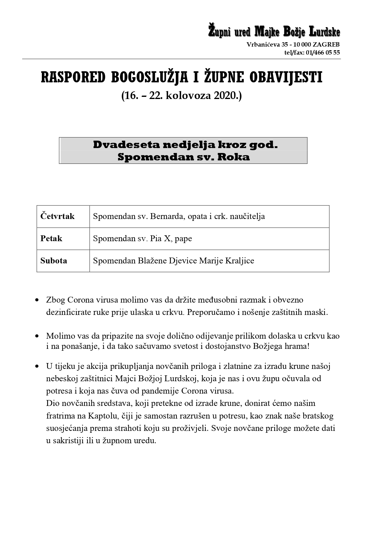 20. nedjelja kroz godinu