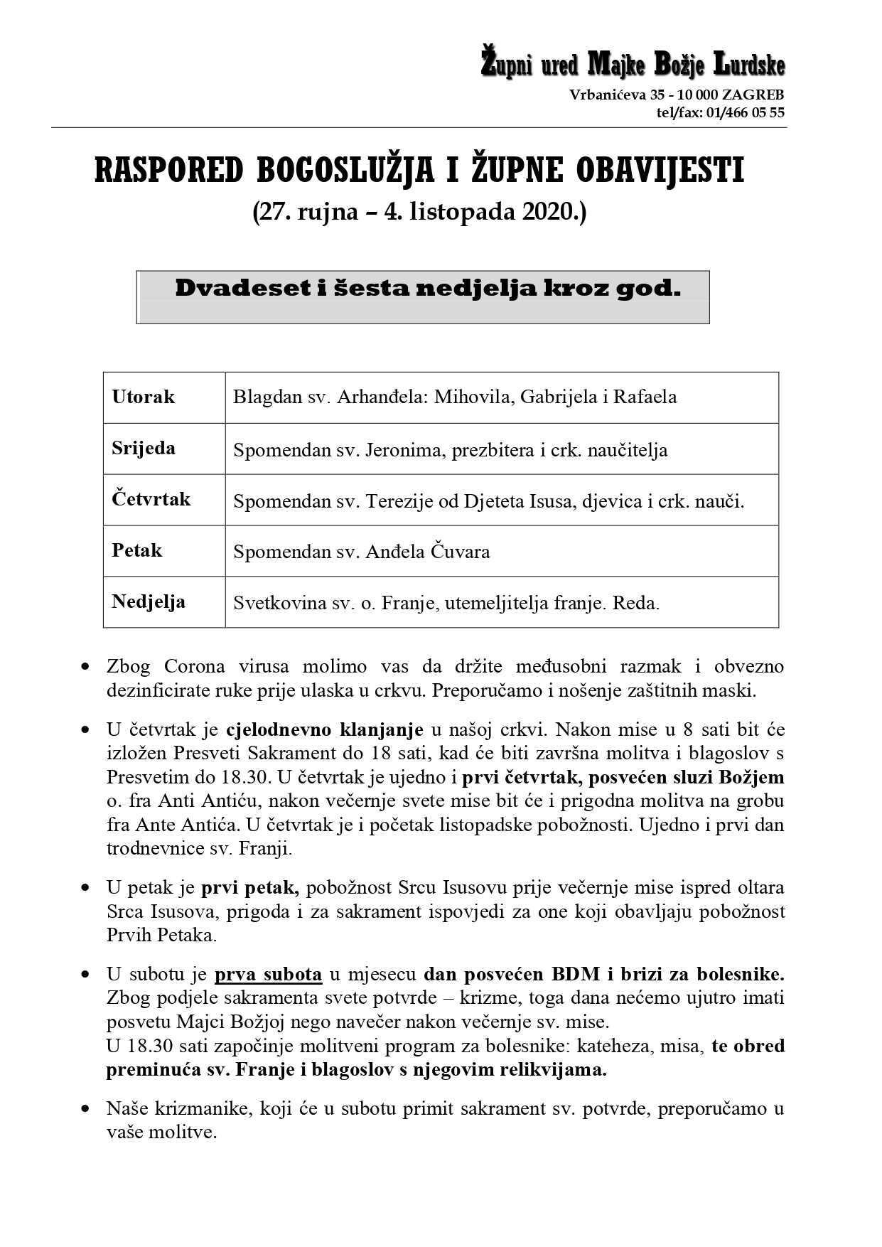 26. nedjelja kroz god.