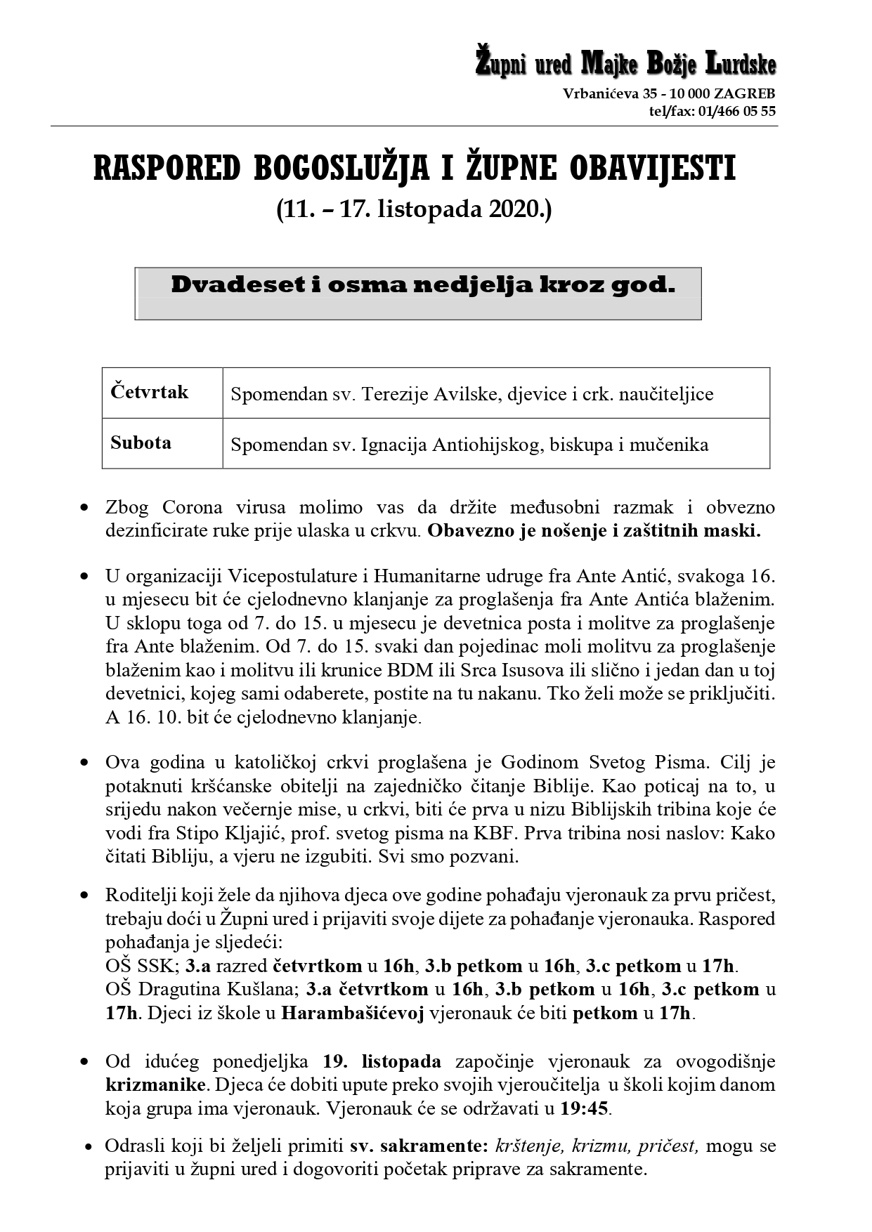 28. nedjelja kroz god.