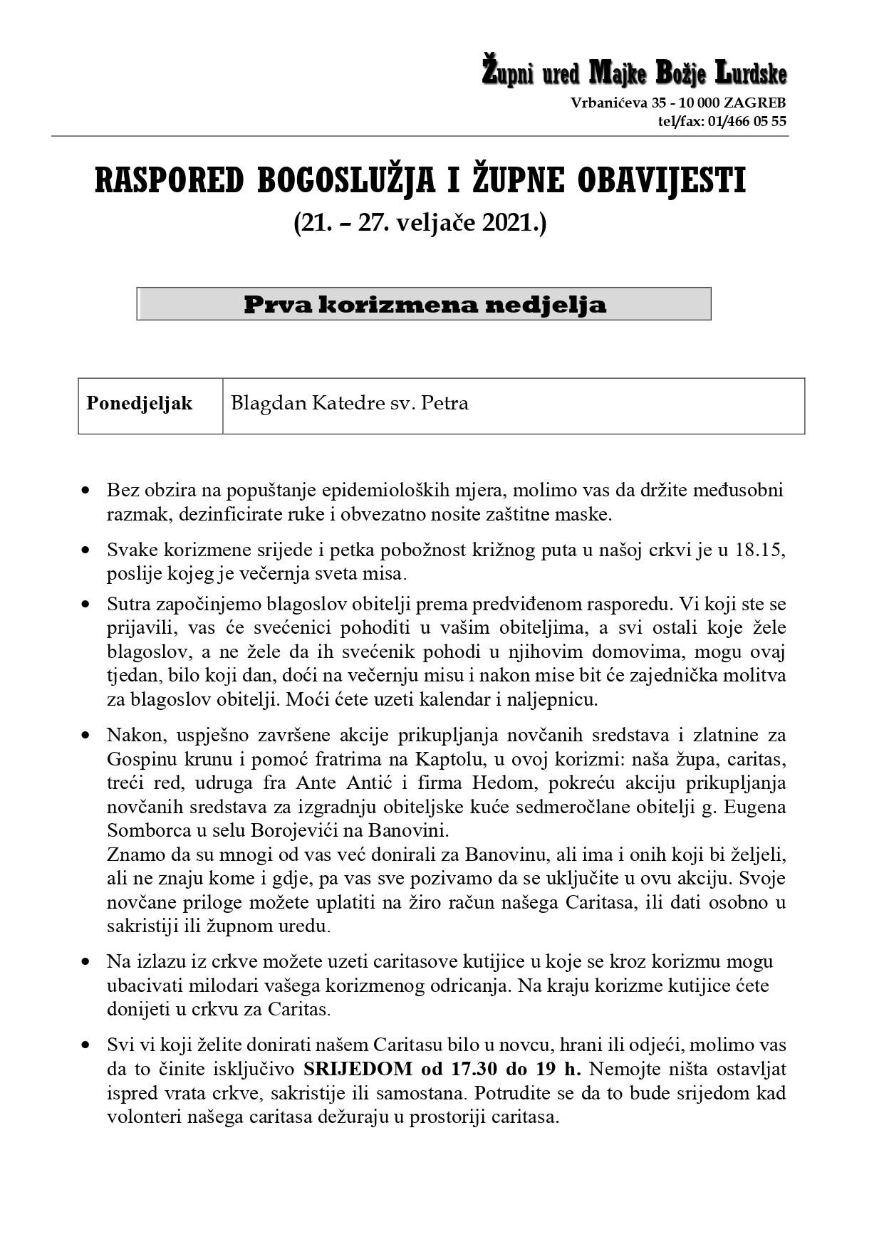 1. korizmena nedjelja