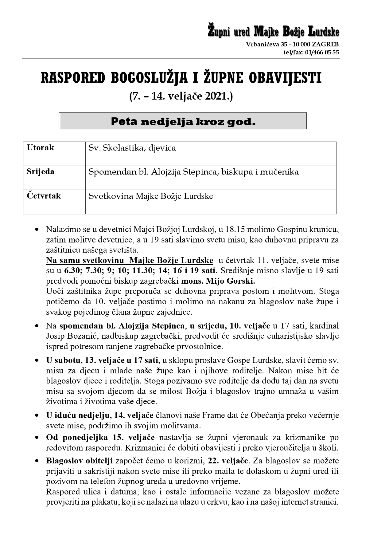 5. nedjelja kroz godinu