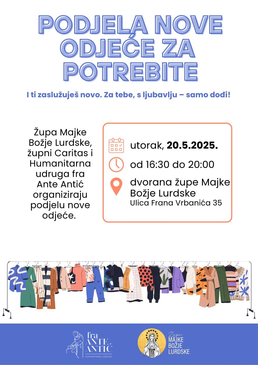 Akcija Humanitarne udruge fra Ante Antić i župnog Caritasa – podjela nove odjeće za potrebite Akcija Humanitarne udruge fra Ante Antić i župnog Caritasa – podjela nove odjeće za potrebite