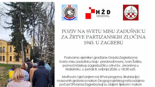 Sveta misa za zagrebačke žrtve partizanskih zločina – 8. svibnja 2026. godine u Župi sv. Jeronima u Maksimiru