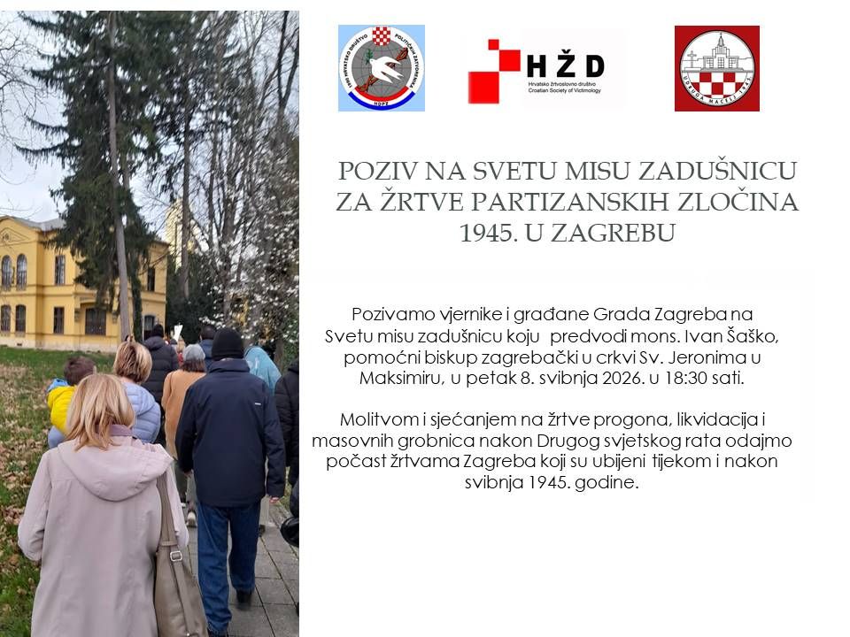 Sveta misa za zagrebačke žrtve partizanskih zločina – 8. svibnja 2026. godine u Župi sv. Jeronima u Maksimiru