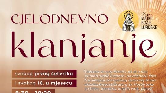 Cjelodnevno klanjanje na prvi četvrtak u svibnju 2026. godine