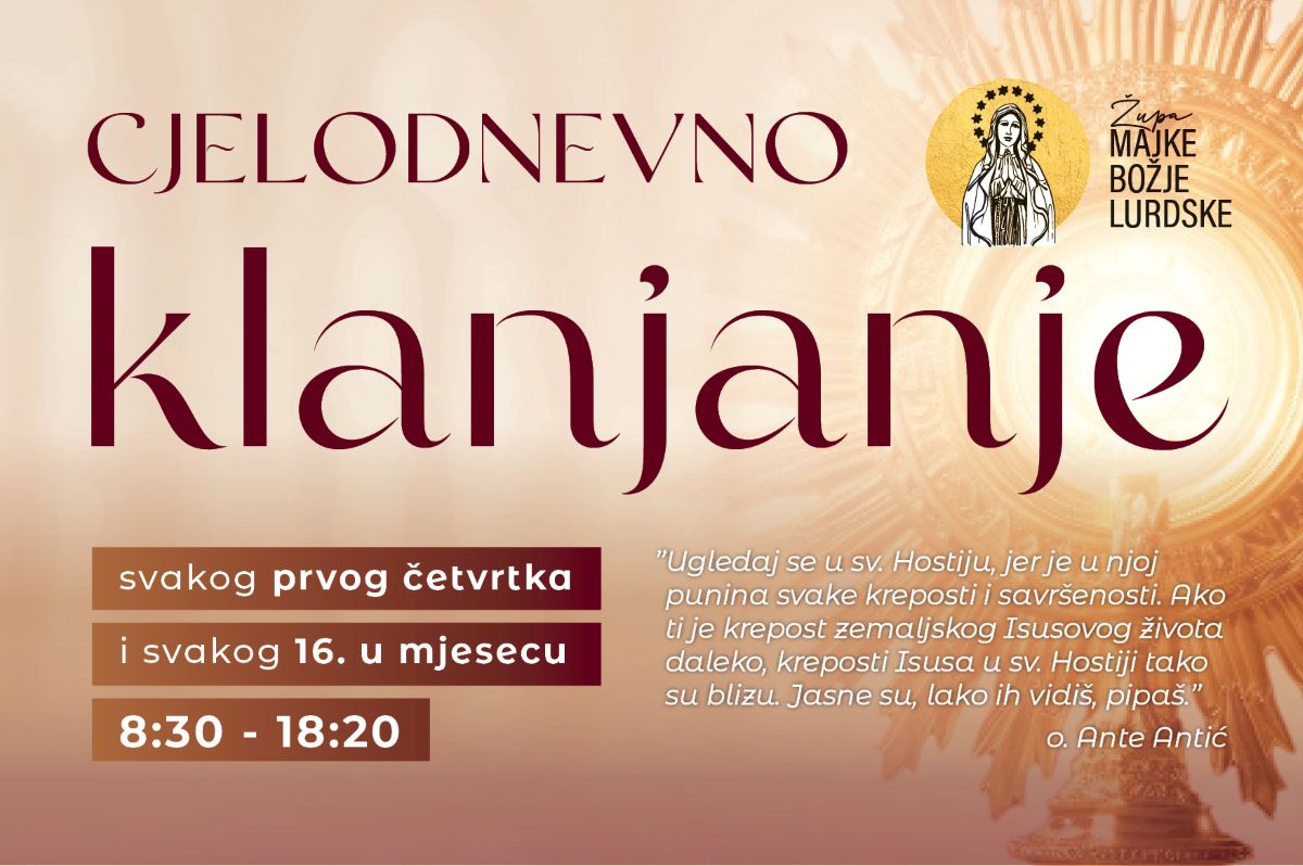 Cjelodnevno klanjanje na prvi četvrtak u svibnju 2026. godine