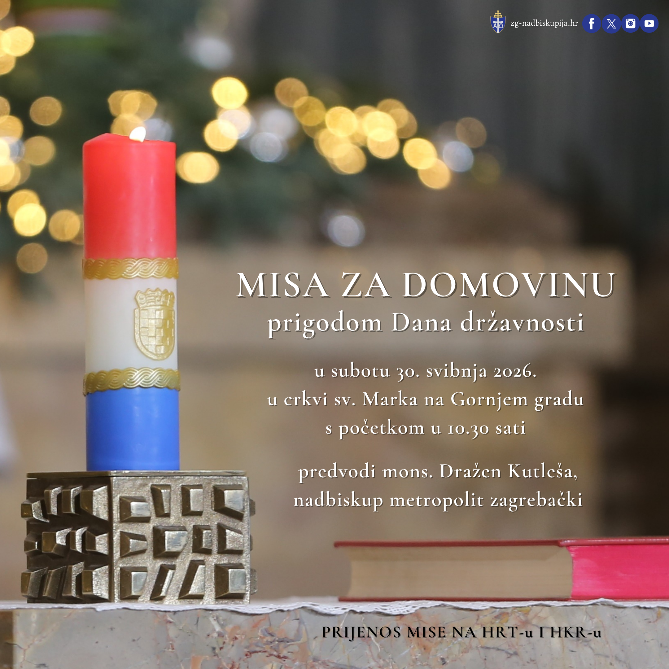 Nadbiskup Kutleša predvodi misno slavlje na Dan državnosti