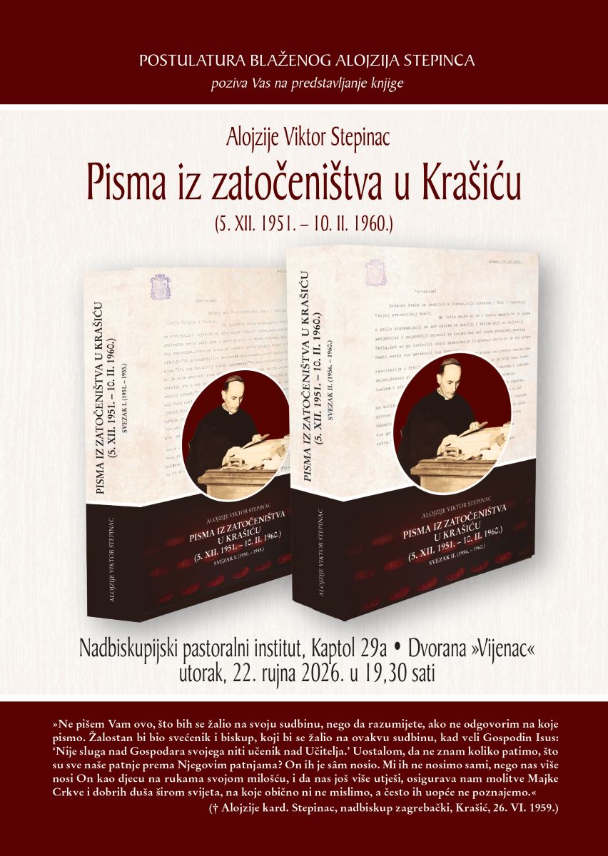 Predstavljanje knjige “Alojzije Viktor Stepinac – Pisma iz zatočeništva u Krašiću”